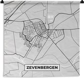Wandkleed - Wanddoek - Plattegrond - Zevenbergen - Kaart - Stadskaart - 90x90 cm - Wandtapijt