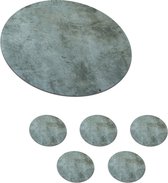 Onderzetters voor glazen - Rond - Muur - Blauw - Beton - Licht - 10x10 cm - Glasonderzetters - 6 stuks