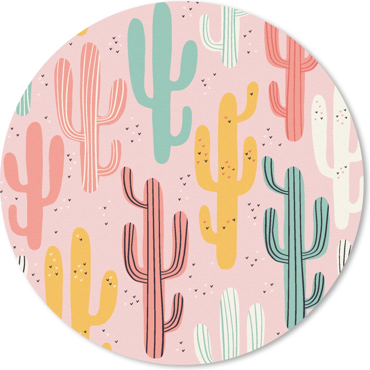 Muismat rond 50x50 cm - Mousepad Cactus - Patronen - Roze - Ronde muismatten