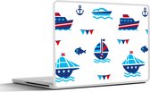 Laptop sticker - 17.3 inch - Boot - Blauw - Rood - Jongen - Patroon - 40x30cm - Laptopstickers - Laptop skin - Cover