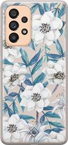Casimoda® hoesje - Geschikt voor Samsung A53 - Bloemen / Floral blauw - Backcover - Siliconen/TPU - Blauw
