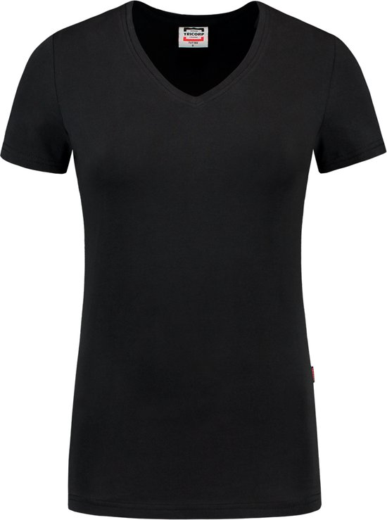 Tricorp Dames T-shirt V-hals 190 grams - Casual - 101008 - Zwart - maat S