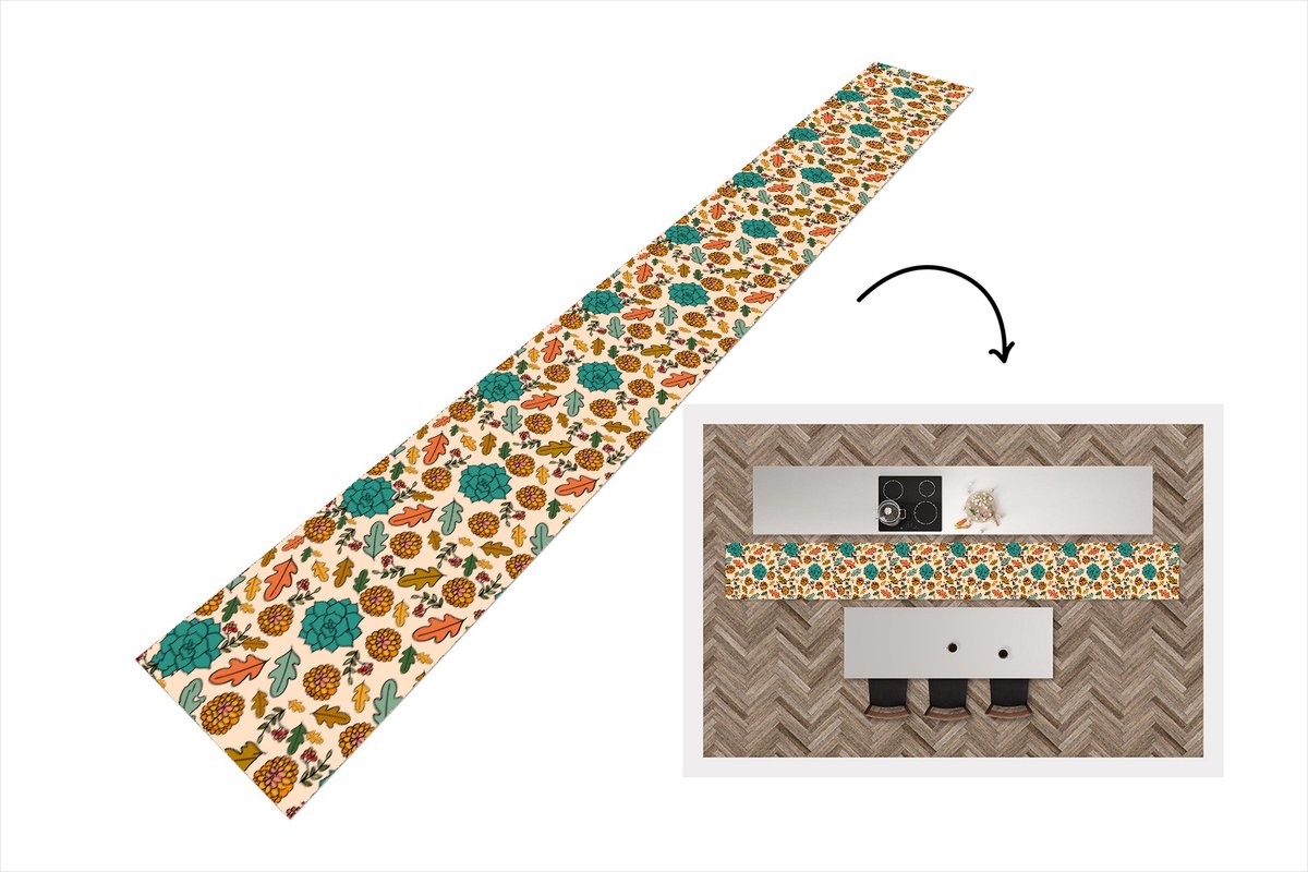 KitchenYeah Keukenloper - Keukenmat - Herfst - Bloemen - Patronen - 480x60 cm - Keuken vloerkleed Multicolor