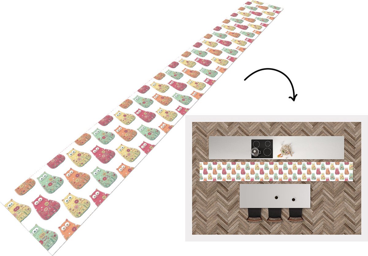 KitchenYeah Keukenloper - Keukenmat - Meisjes - Kat - Bloemen - Patronen - Keuken vloerkleed multicolor, foto 2