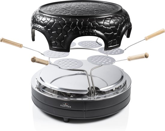 Bestron pizzaoven voor 6 personen, pizzamaker voor kleine pizza's (Ø 10 cm), met keramische koepel, ca. 12-15 minuten baktijd, 860 Watt, kleur: zwart — afbeelding 2