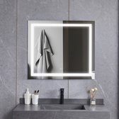 Badkamerspiegel - Spiegel - Spiegel met Verlichting - Spiegel Vierkant - Vierkante Spiegel - Anti Condens - Led Verlichting - 80 cm