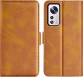 Xiaomi 12 / 12X Hoesje - MobyDefend Luxe Wallet Book Case (Sluiting Zijkant) - Lichtbruin - GSM Hoesje - Telefoonhoesje Geschikt Voor: Xiaomi 12 / Xiaomi 12X