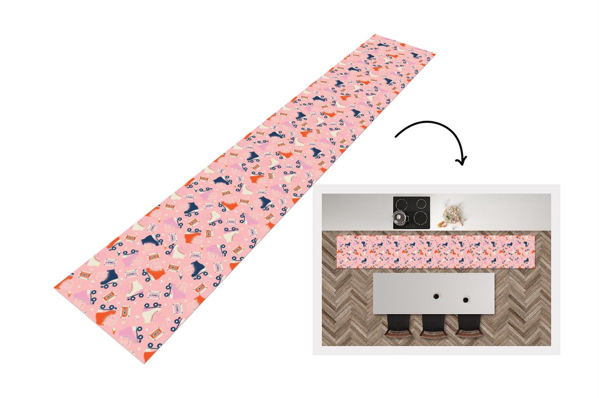 KitchenYeah Keukenloper - Keukenmat - Retro - Skeelers - Patronen - Cassette - Keuken vloerkleed multicolor