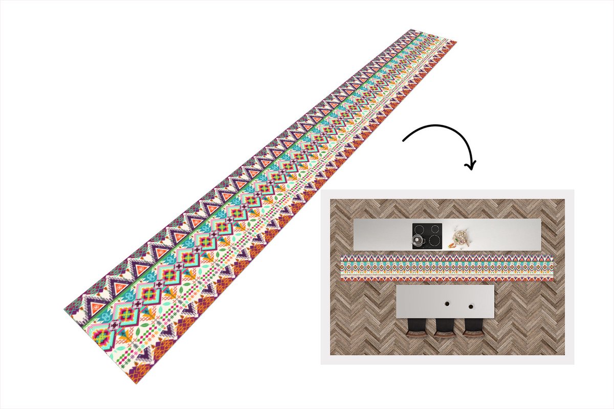 KitchenYeah Keukenloper - Keukenmat - Azteken - Zuid-Amerika - Patronen - Keuken vloerkleed multicolor, foto 2