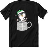 Pinguin Buddy Kerst T-shirt | Groen | Jongens / Meisjes | Grappige Foute kersttrui Shirt Cadeau | Kindershirt | Leuke Elf, Rendier, Kerstboom en Kerstballen Ontwerpen. Maat 104