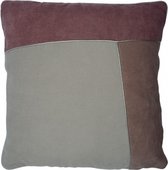 kussen patchwork 45 x 45 cm textiel grijs/rood