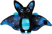 Suki Gifts Pluche knuffeldier vleermuis - blauw/zwart - 17 cm - speelgoed
