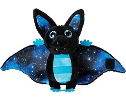 Suki Gifts Pluche knuffeldier vleermuis - blauw/zwart - 17 cm - speelgoed