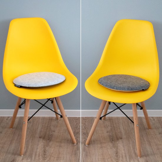 Coussin d'assise 4 feutres rond Ø 35x3 coussin de chaise coussin d'assise réversible doux 2 tons gris