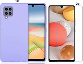 Hoesje Geschikt Voor Samsung Galaxy A42 5G Hoesje Soft Nano Silicone Backcover Gel Lavendel Paars Met 2x Glazen Screenprotector