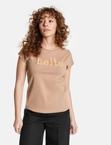 TAIFUN Dames T-shirt met tekstflockprint, GOTS