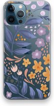 Case Company® - iPhone 12 Pro hoesje - Flowers with blue leaves - Soft Cover Telefoonhoesje - Bescherming aan alle Kanten en Schermrand