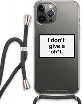Case Company® - iPhone 13 Pro Max hoesje met Koord - Don't give a shit - Telefoonhoesje met Zwart Koord - Extra Bescherming aan alle Kanten en Over de Schermrand