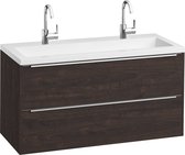 Saqu Salto badmeubelset 120x52cm met mat witte mineraalmarmeren wastafel Kasteel Bruin/Chroom