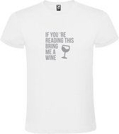 Wit  T shirt met  print van "If you're reading this bring me a Wine " print Zilver size S