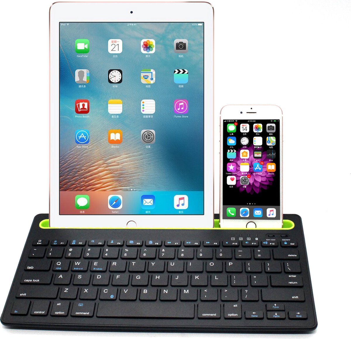 Case2go - Universeel QWERTY Toetsenbord geschikt voor Telefoon of Tablet - Bluetooth Keyboard - Zwart