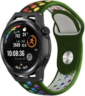 Siliconen Smartwatch bandje - Geschikt voor Strap-it Huawei Watch GT Runner sport band - legergroen kleurrijk - GT Runner - 22mm - Strap-it Horlogeband / Polsband / Armband