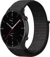 Nylon Smartwatch bandje - Geschikt voor Strap-it Amazfit GTR 2 nylon band - zwart - GTR 2 - 22mm - Strap-it Horlogeband / Polsband / Armband