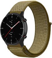 Nylon Smartwatch bandje - Geschikt voor Strap-it Amazfit GTR 2 nylon band - olijf - GTR 2 - 22mm - Strap-it Horlogeband / Polsband / Armband