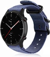 Nylon Smartwatch bandje - Geschikt voor Strap-it Amazfit GTR 2 nylon gesp band - blauw - GTR 2 - 22mm - Strap-it Horlogeband / Polsband / Armband