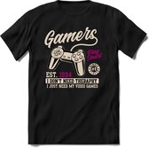 Gamers play smart | Gaming kado T-Shirt heren - dames | Wit-Roze | Perfect game pc cadeau shirt | Grappige console spreuken - zinnen - teksten Maat S