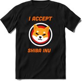 I accept Shiba inu logo T-Shirt | Crypto ethereum kleding Kado Heren / Dames | Perfect cryptocurrency munt Cadeau shirt Maat XL