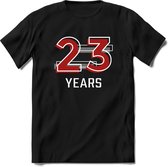 23 Years - Feest kado T-Shirt Heren / Dames - Rood / Grijs - Perfect Verjaardag Cadeau Shirt - grappige Spreuken, Zinnen en Teksten. Maat XL
