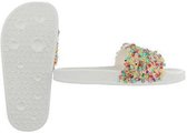 Kinder (bad) slippers met gekleurde glitters wit 34 (valt klein bestel 1 maat groter)