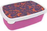 Lunch box Rose - Lunch box - Boîte à pain - Papillon - Libellule - Rouge - Motifs - 18x12x6 cm - Enfants - Fille