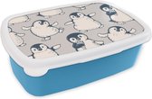 Broodtrommel Blauw - Lunchbox - Brooddoos - Pinguïn - IJs