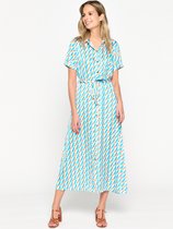 LOLALIZA Hemdjurk met grafische print - Light Blauw - Maat 40