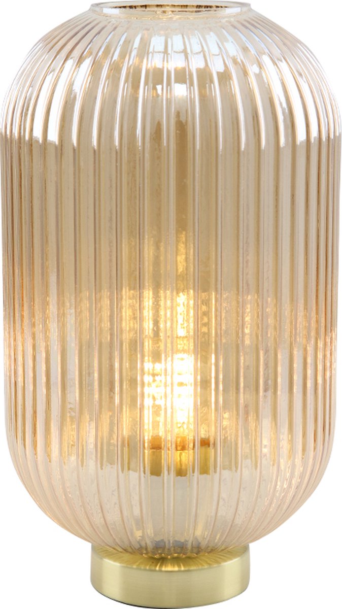 Olucia Jorian - Design Tafellamp - Glas/Metaal - Amber;Goud