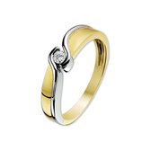 The Jewelry Collection Ring Zirkonia - Bicolor Goud