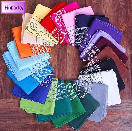 Finnacle - Hip Hop Bandana 100% Katoen Bandana Licht blauw Vierkante Sjaal 50cm * 50cm Hoofdband Boerenzakdoek Voor vrouwen/Mannen/Jongens/Meisjes van Finnacle — afbeelding 4