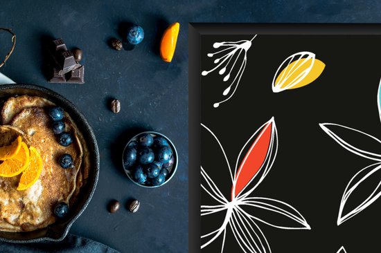 KitchenYeah® Inductie beschermer 90x52 cm - Bloemen - Line Art - Patronen - Kookplaataccessoires - Afdekplaat voor kookplaat - Inductiebeschermer - Inductiemat - Inductieplaat mat