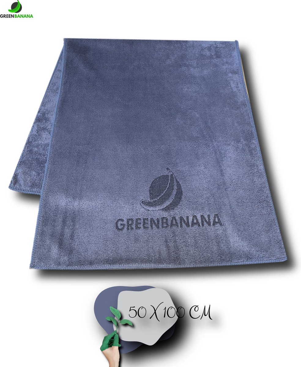 ✅ GreenBanana | Micro Vezel sport handdoek 100% katoen | Grijs | 50 x 100 cm | Spa en Gym towel | Yoga | Absorberende microfiber sport towell