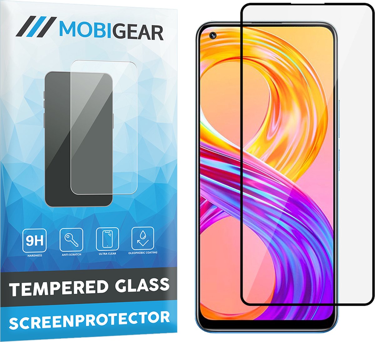 Mobigear Screenprotector geschikt voor Realme 8 Pro Glazen | Mobigear Premium Screenprotector - Case Friendly - Zwart