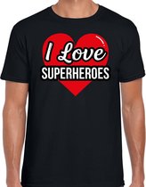 I love superheroes / superhelden verkleed t-shirt zwart - heren - Superhelden/ superhelden thema verkleed outfit / kleding S