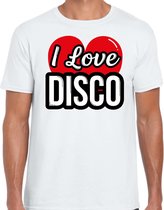 I love disco verkleed t-shirt wit voor heren - discoverkleed / party shirt - Cadeau voor een disco liefhebber S