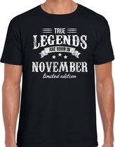 Legends are born in November t-shirt voor heren - zwart - verjaardag in November - cadeau shirt 30, 40, 50, 60 jaar XXL