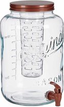 Glazen drankdispenser/limonadetap met koper kleur dop/tap 8 liter - Tapkraantje - 21 x 32 cm