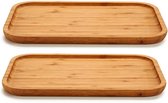 Set van 2x stuks voedsel/hapjes platte serveerplank van bamboe 30 x 20 cm met opstaande rand
