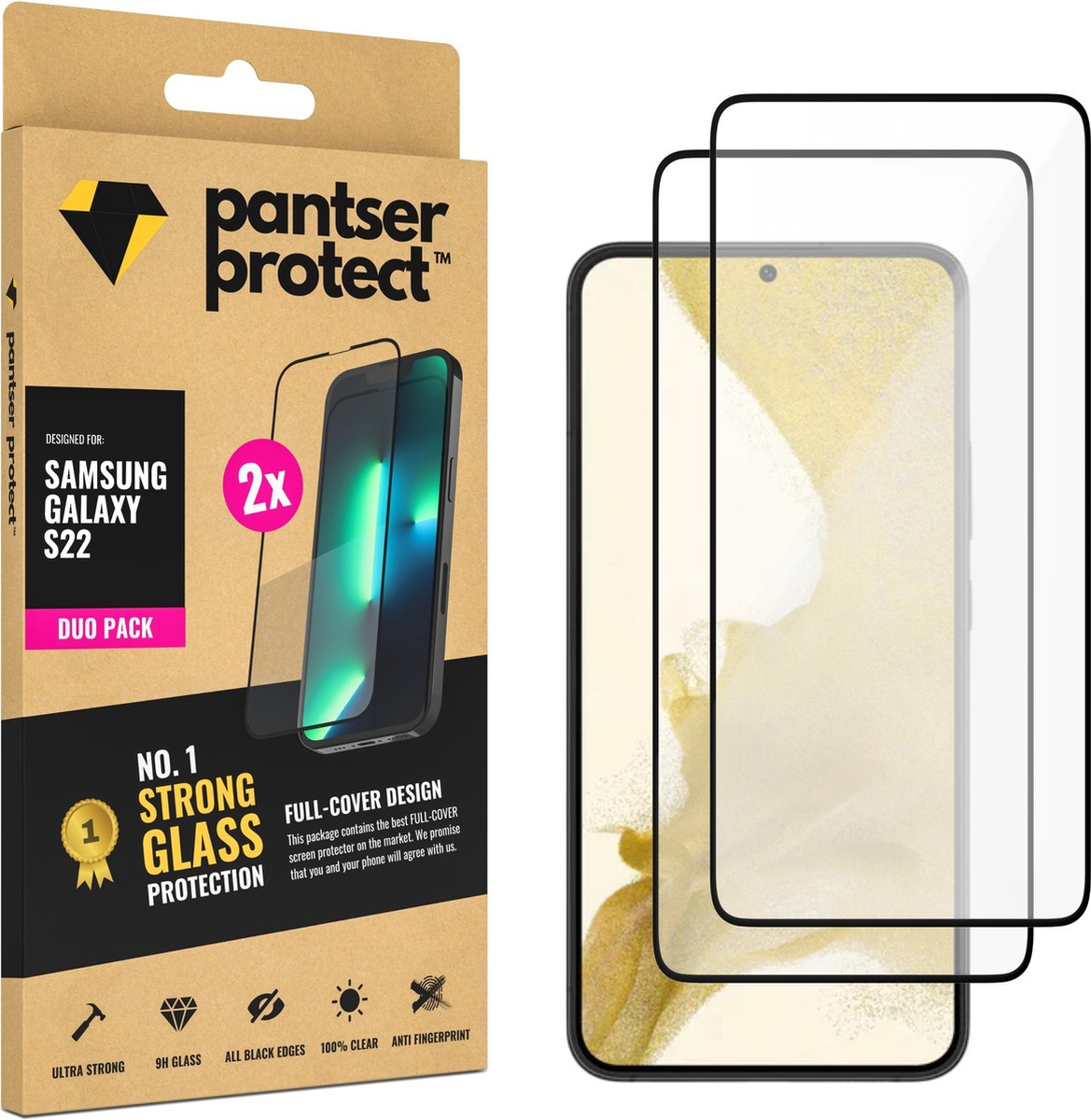 DUO-PACK - 2x Pantser Protect™ Glass Screenprotector Geschikt voor Samsung Galaxy S22 - Case Friendly - Premium Pantserglas - Glazen Screen Protector