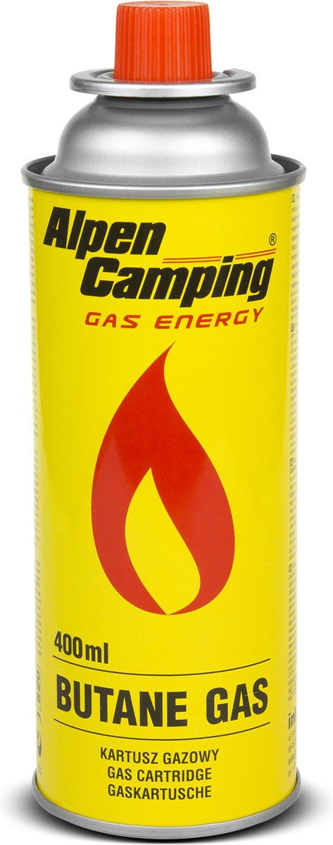 Alpen Camping - Gaspatroon 400 ml | Certificaat: Pi 0875 | EN417 compliant, isobutaan, werkbereik -10 ° C tot + 40 ° C, IK004