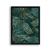Schilderij  Gouden botanische bananen bladeren - links / Planten / Bladeren / 50x40cm